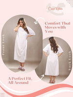 Crosskulture - CamelliaCalm Floral Printed Night Gown Mauve front and back view