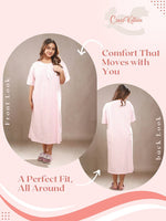 Crosskulture - TulipTranquil Floral Printed Night Gown Pink front and back view