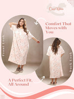Crosskulture - PeonyPeace Floral Printed Night Gown Peach front and back view