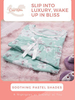 Crosskulture - LilyLullaby Floral Printed Night Gown Teal infographic image