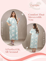 Crosskulture - LilyLullaby Floral Printed Night Gown Teal front and back view