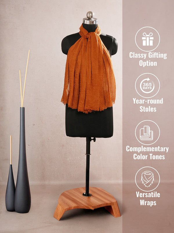 CrossKulture - SandyDusk Tan Crinkled Cotton Scarf infographic image