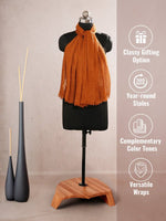 CrossKulture - SandyDusk Tan Crinkled Cotton Scarf infographic image