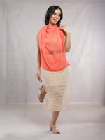 CrossKulture - WarmEmber Coral Crinkled Cotton Scarf model side view