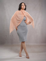 CrossKulture - SoftApricot Light Coral Crinkled Cotton Scarf front model view