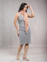CrossKulture - SoftApricot Light Coral Crinkled Cotton Scarf model side view