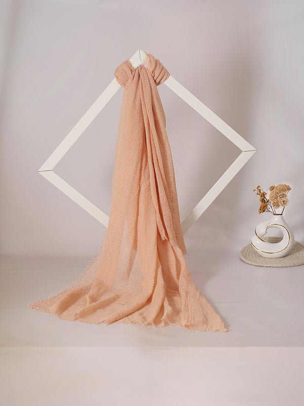 CrossKulture - SoftApricot Light Coral Crinkled Cotton Scarf lifestyle view