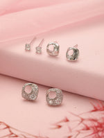 AuroraShine Ear Stud Combo Silver