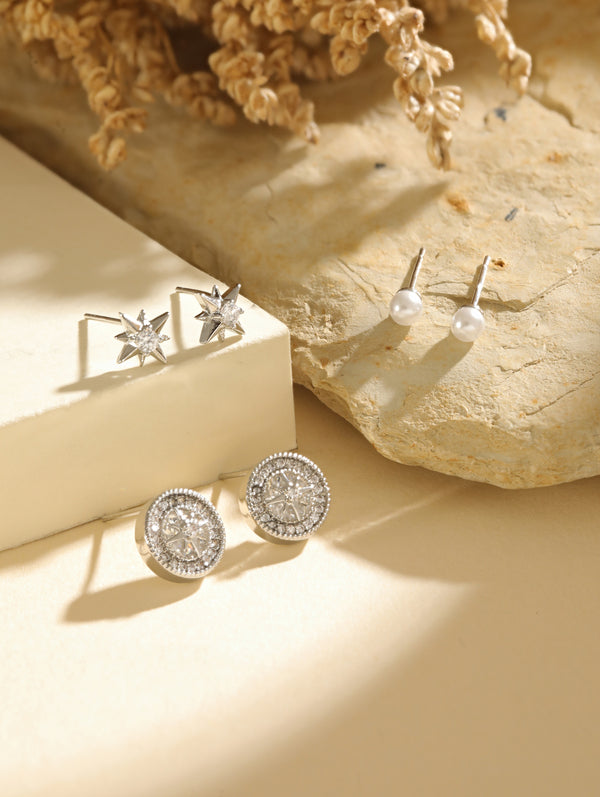 HaloBeam Ear Stud Combo Silver