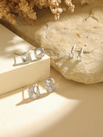 AuroraShine Ear Stud Combo Silver