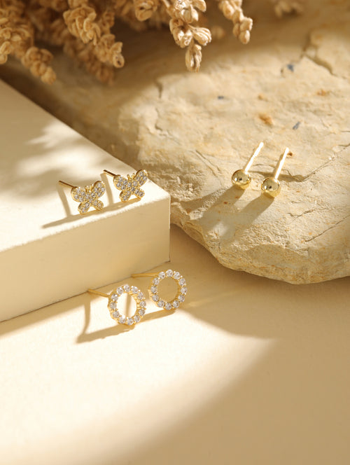 NovaCharm Ear Stud Combo Gold