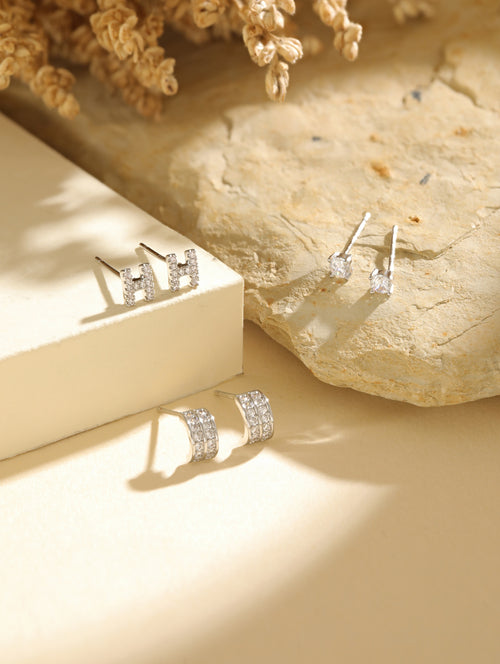 ModaMetal Ear Stud Combo Silver