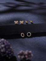 NovaCharm Ear Stud Combo Gold