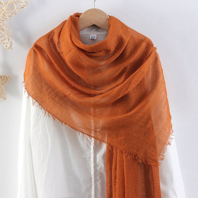 CrossKulture - SandyDusk Tan Crinkled Cotton Scarf hanger view