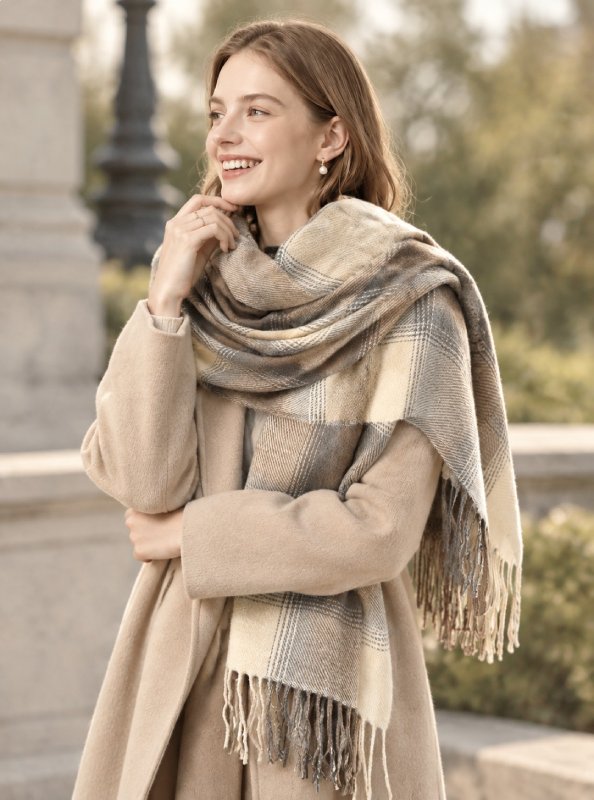FrostWeave Cashmere Checkered Scarf
