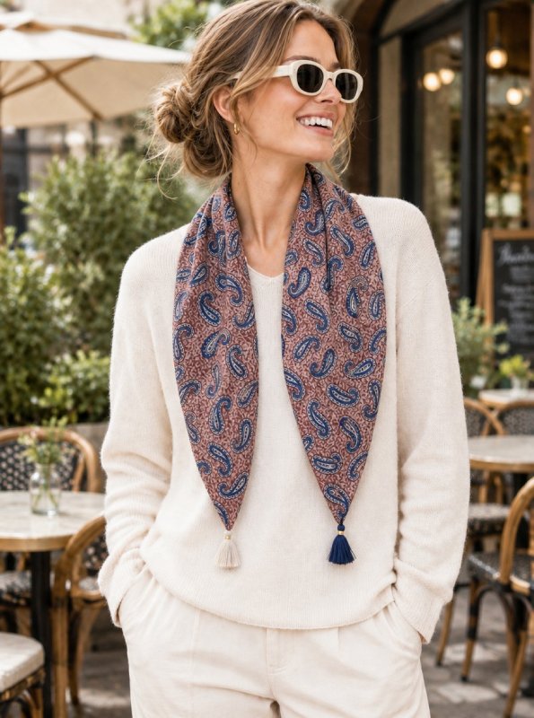 GardenDream Maillard Tassel Square Scarf