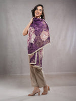 CrossKulture - UrbanSilk Long Satin Scarf Purple model side view