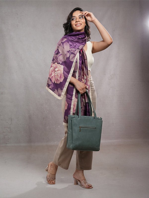 CrossKulture - UrbanSilk Long Satin Scarf Purple model side view
