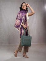 CrossKulture - UrbanSilk Long Satin Scarf Purple model side view