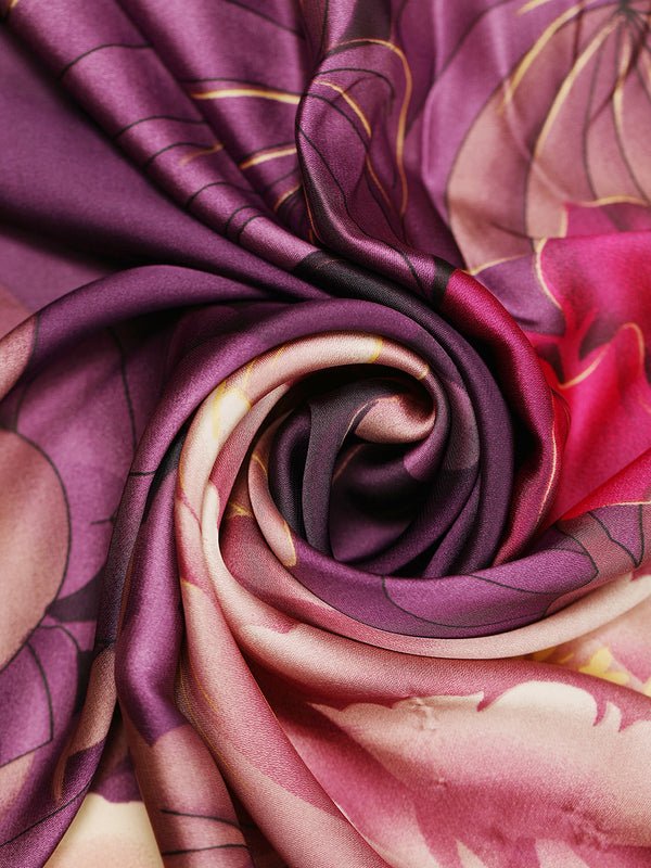 CrossKulture - UrbanSilk Long Satin Scarf Purple fabric view