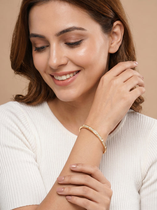 CrystalWhisper Bangle Bracelet Gold