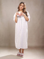 Crosskulture - CamelliaCalm Floral Printed Night Gown Mauve front view