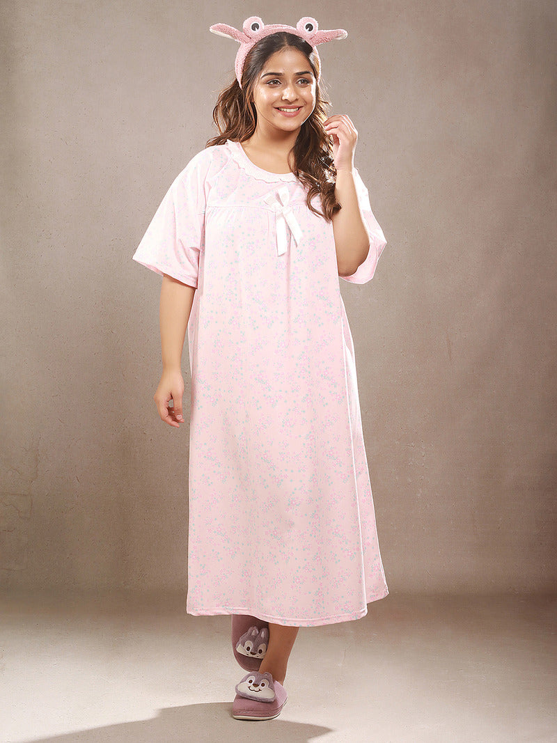 TulipTranquil Floral Printed Night Gown
