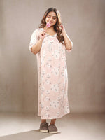 Crosskulture - PeonyPeace Floral Printed Night Gown Peach front view