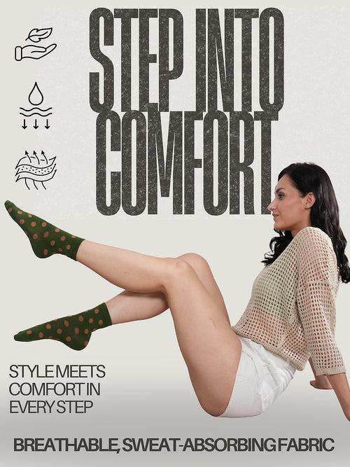 SoleWrappers Brown & Offwhite Crew Socks Combo Pack of 3