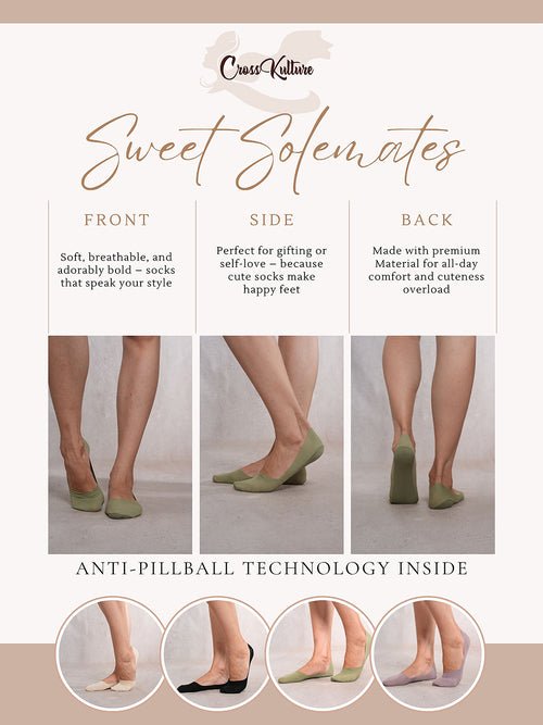 CrossKulture - NoShowOffs Liner Socks, Pack of 4 Pairs, Neutral Colours infographic image