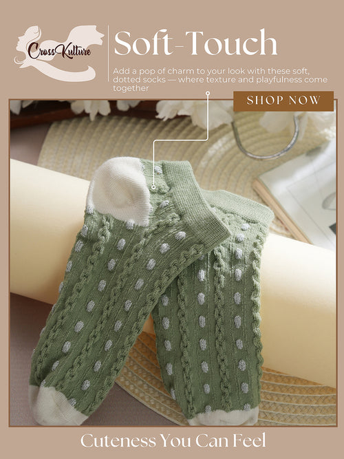 SoleCovers Green & White Ankle Length Combo Pack of 5