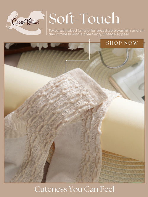 SoleWrappers Brown & Offwhite Crew Socks Combo Pack of 3