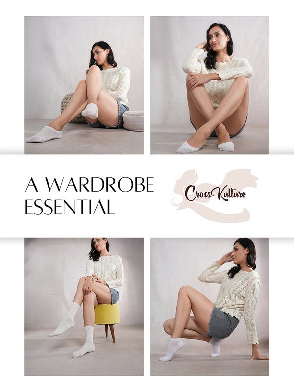 CrossKulture - MismatchedMagic-White Multi Length Combo Pack of 4 model infographic image