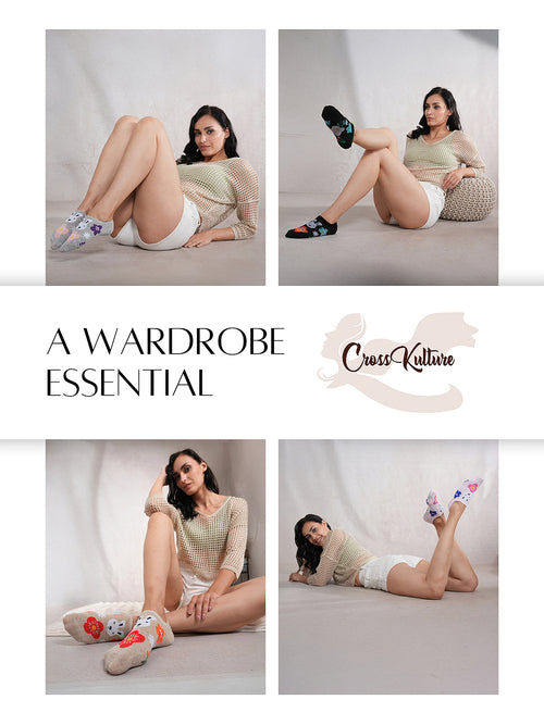 SoleCozies Multicoloured No Show Socks Combo Pack of 5