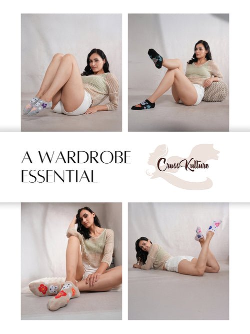 CrossKulture - SoleCozies Multicoloured No Show Socks Combo Pack of 5 infographic image