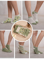 SoleCovers Green & White Ankle Length Combo Pack of 5