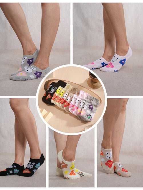 CrossKulture - SoleCozies Multicoloured No Show Socks Combo Pack of 5 model main image
