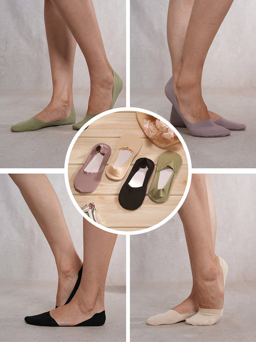 NoShowOffs Liner Socks, Pack of 4 Pairs, Neutral Colours