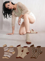 SoleBuddies Brown & Beige Crew Socks Combo Pack of 3