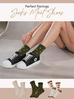 SoleWrappers Brown & Offwhite Crew Socks Combo Pack of 3