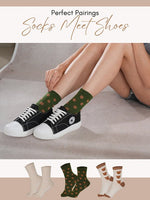 CrossKulture - SoleWrappers Brown & Offwhite Crew Socks Combo Pack of 3 infographic image