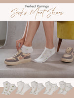 SoleMates White & Green Ankle Length Combo Pack of 5