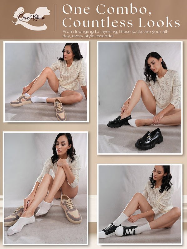 CrossKulture - MismatchedMagic-White Multi Length Combo Pack of 4 model infographic image