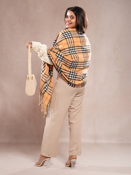 CrossKulture - WillowWeave lightweight acrylic wool scarf model side view