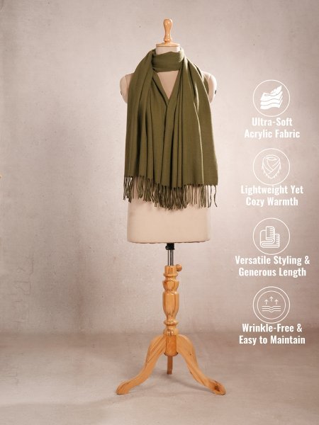 CrossKulture - ForestChill lightweight solid cashmere wool scarf mannequin view