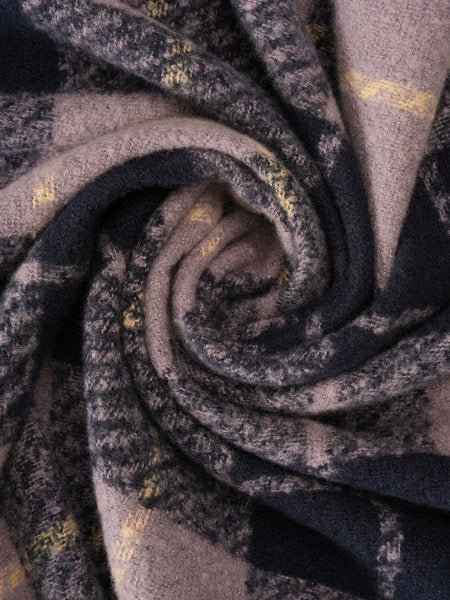 CrossKulture - FrozenHush lightweight chequered cashmere wool scarf fabric detail view