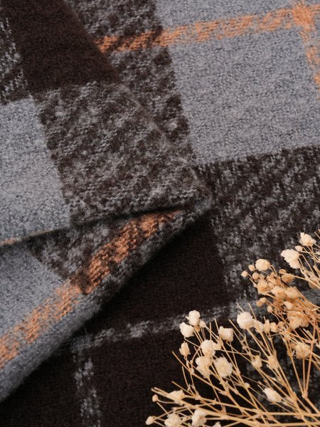 CrossKulture - AquaIcicles lightweight chequered cashmere wool scarf fabric detail view