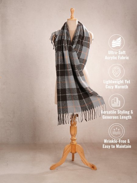 CrossKulture - AquaIcicles lightweight chequered cashmere wool scarf mannequin view