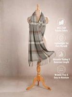 CrossKulture - FrozenRiver lightweight chequered cashmere wool scarf mannequin view