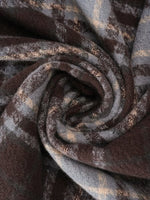 CrossKulture - CoffeeCream lightweight chequered cashmere wool scarf fabric detail view